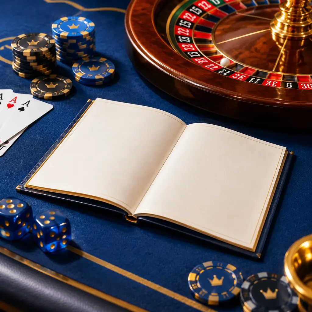 Ilustrasi lembar aturan kosong dan perlengkapan roulette